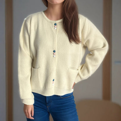 Damen Strickjacke Farbenfroh Mit Taschen