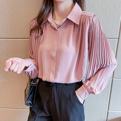 Damen Bluse Rüschenärmel Feine Knöpfe Weiße Bluse