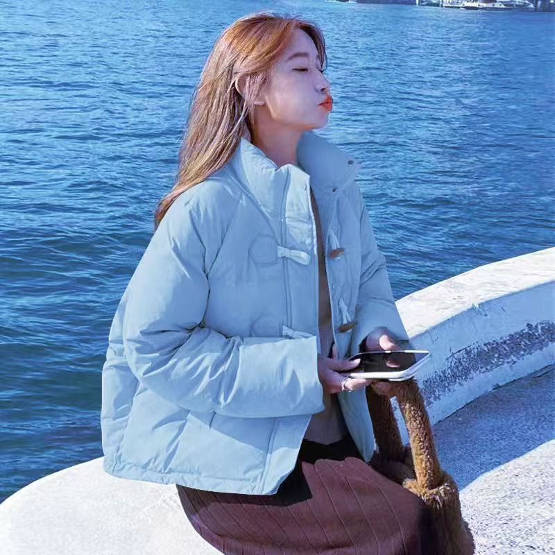 Damen Steppjacke Übergroß Hochkragen Knopfdetails Eveloria