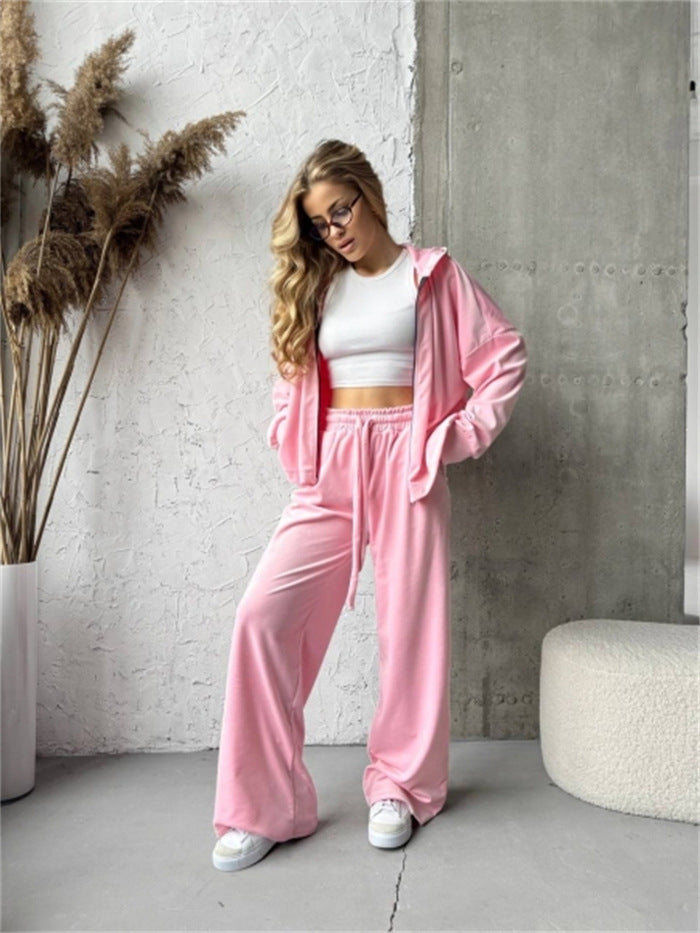 Damen Lounge-Set mit lockerer Jacke und weiten Hosen Eveloria