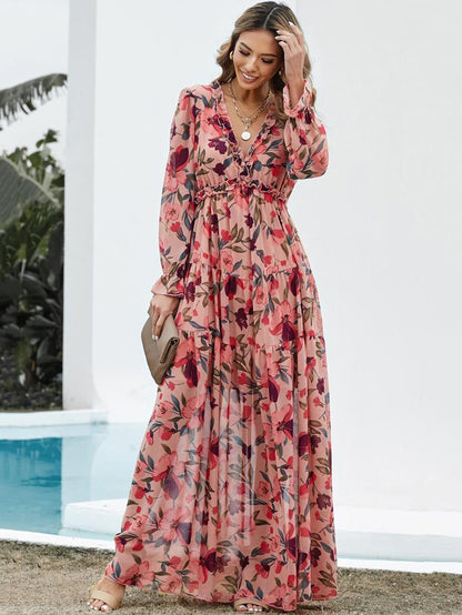 Damen Maxikleid Floralmuster Eveloria