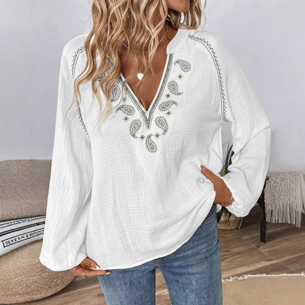 Damen Bluse Paisley Motiv Elegant Ärmel