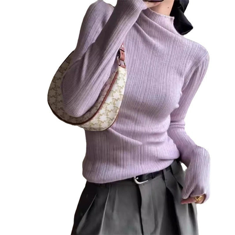 Damen Feinstrickpullover Moderner Schnitt Höher Kragen Eveloria