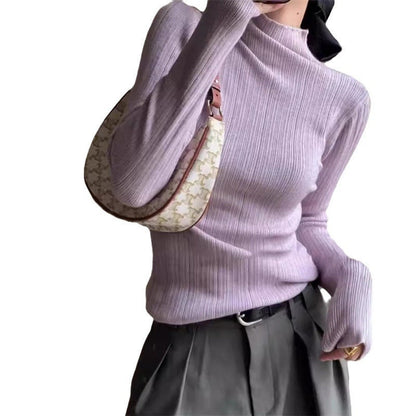 Damen Feinstrickpullover Moderner Schnitt Höher Kragen Eveloria