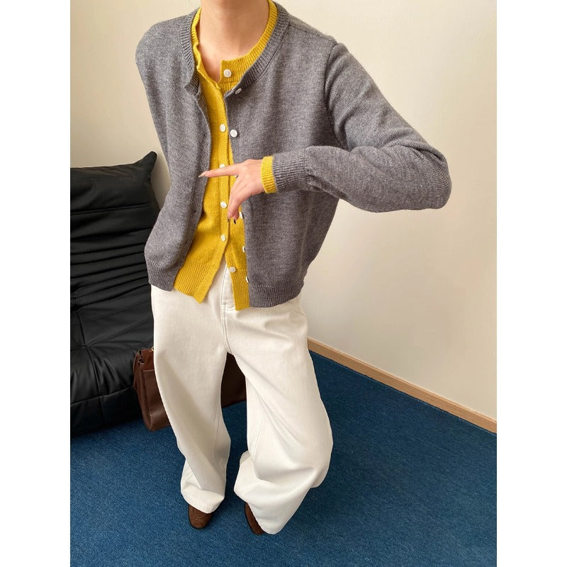 Damen Strickcardigan Klassisch Knöpfe Elegantes Design