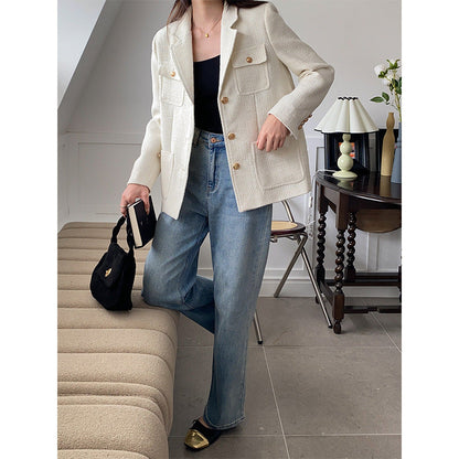Damen Boucle Blazerjacke mit Taschen Eveloria