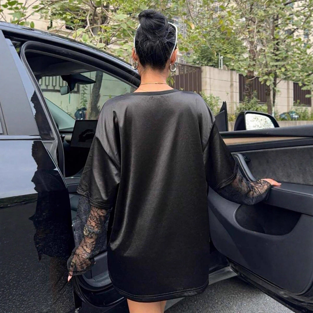 Damen Oversized Sport-T-Shirt Netzarmdesign Eveloria