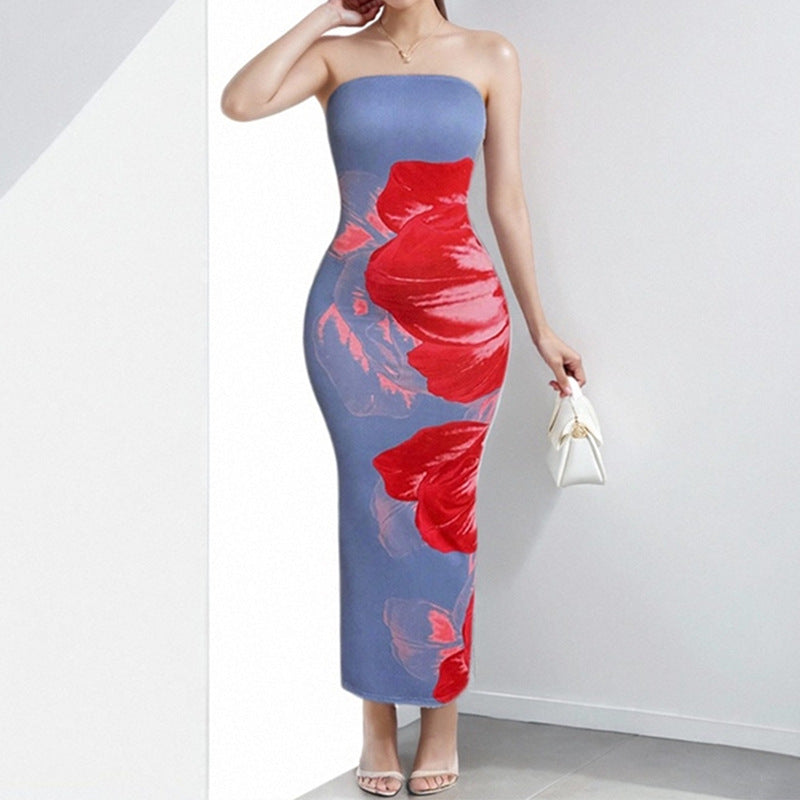Damen Langkleid Floralmuster Eveloria