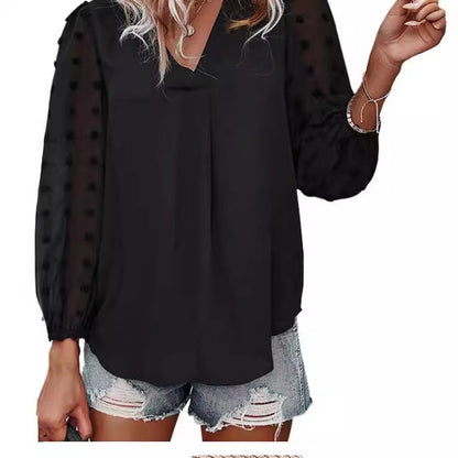 Damen Bluse mit Puffärmeln und Polka Dot Muster