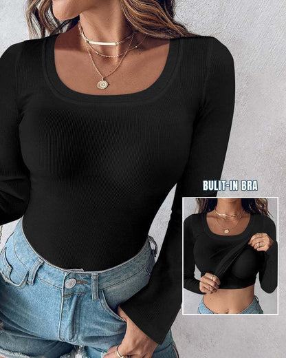 Damen Cropped Langarmshirt mit Trägershirt Eveloria
