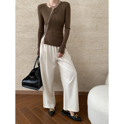 Damen Strickpullover Reißverschluss Slim Fit Eveloria