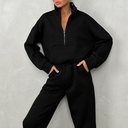 Damen Cropped-Trainingsanzug Elastisch Hochkragen Eveloria