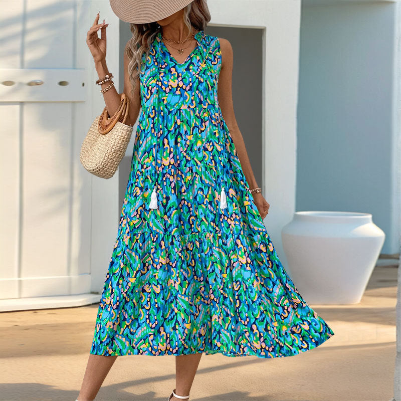 Damen Maxikleid Florales Muster Rüschendetails Eveloria
