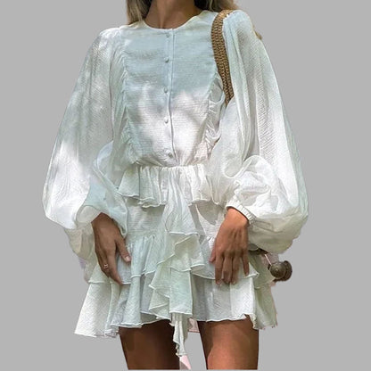 Damen Rüschenkleid mit Volumenärmeln Eveloria