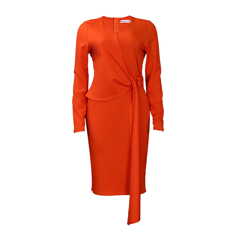 Damen Wickelkleid Elegante Drapierung Taillengürtel Eveloria