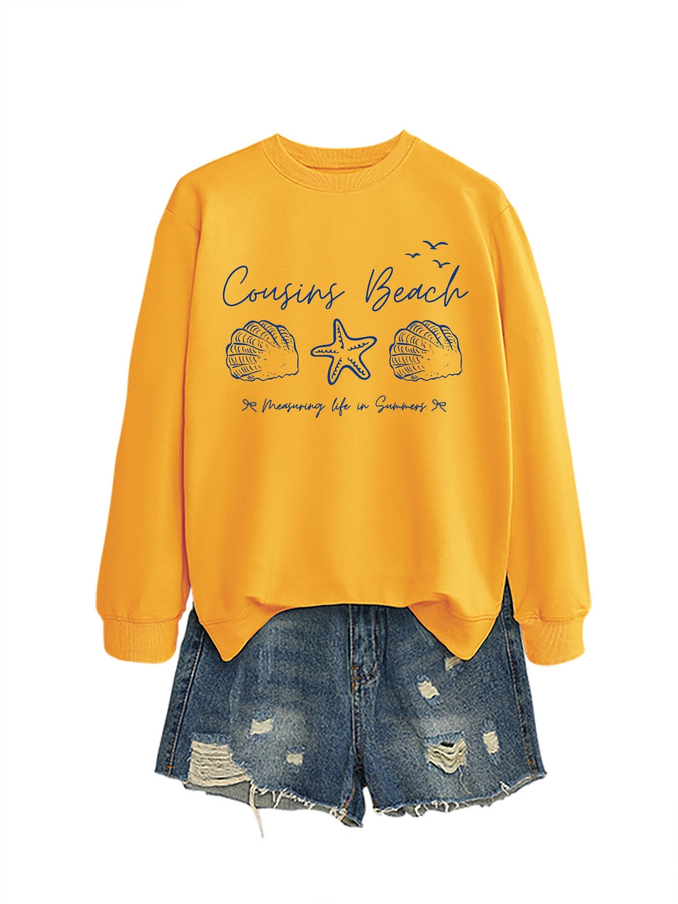 Damen Sweatshirt Maritimes Motiv Bequamer Schnitt Grau Eveloria