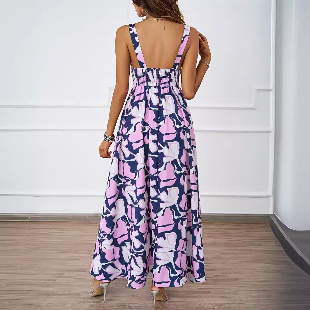 Damen Maxikleid Floralmuster Raffinierte Träger Eveloria