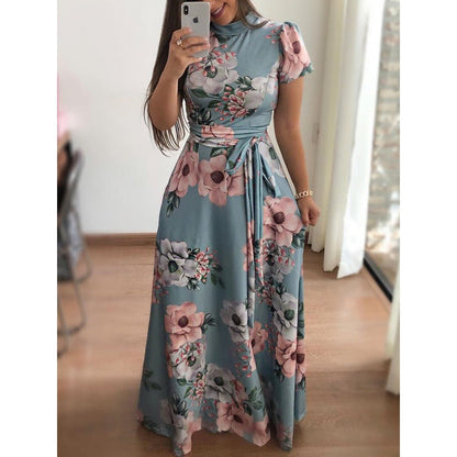 Damen Maxikleid Floralmuster Wickeldesign Kurvenbetonend Eveloria