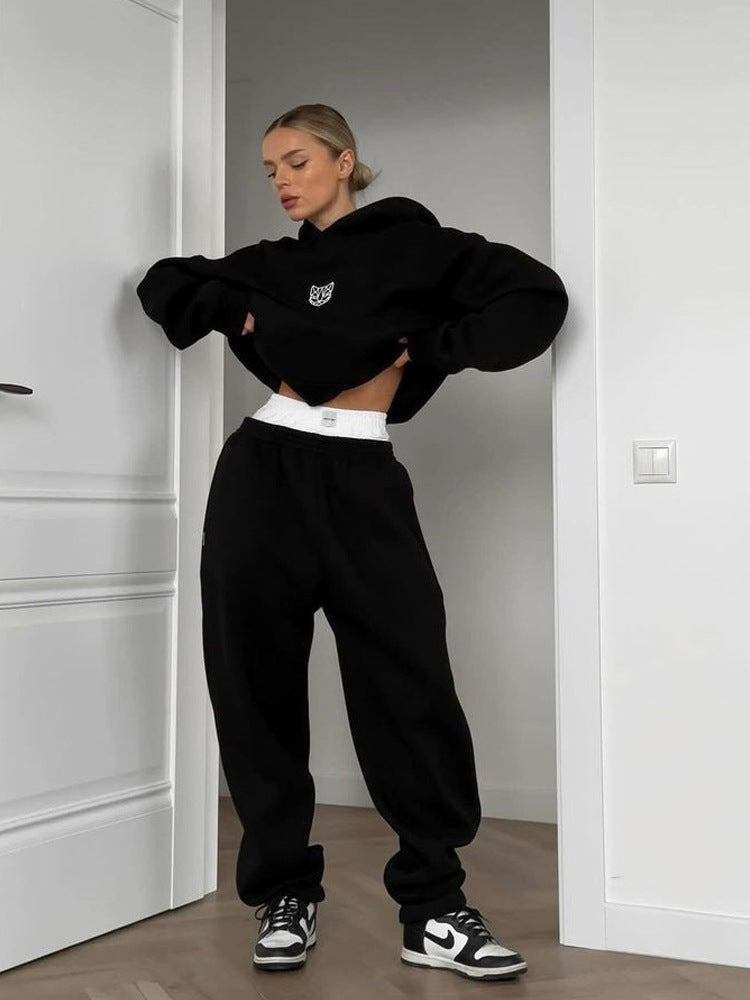 Damen Hoodie Jogginghose Set Elastischer Bund Praktische Taschen