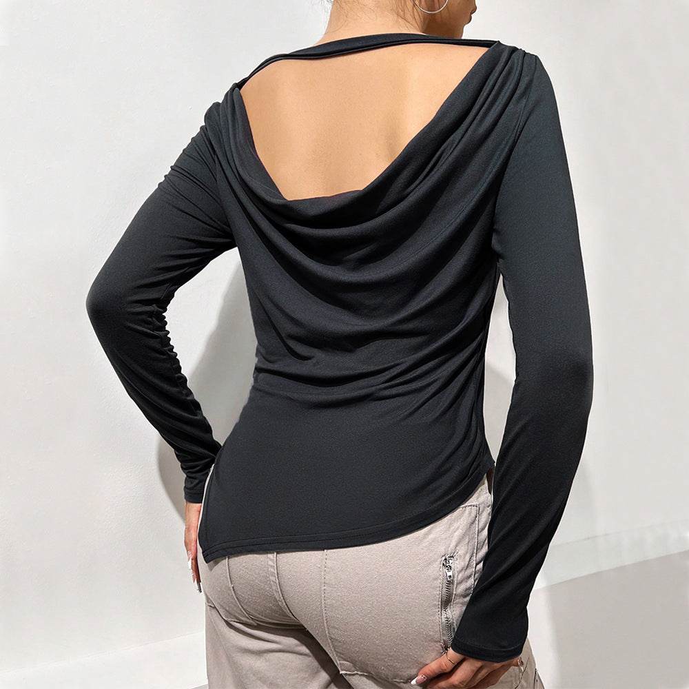 Damen Langarmbluse Lässiger Wasserfallausschnitt Elegantes Design - Eveloria