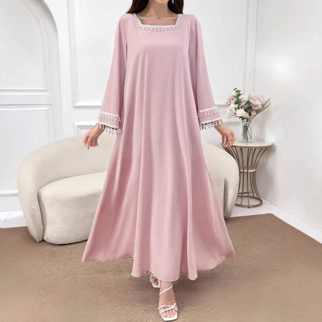 Damen Maxikleid mit Fransen und weiten Ärmeln Eveloria - Eveloria