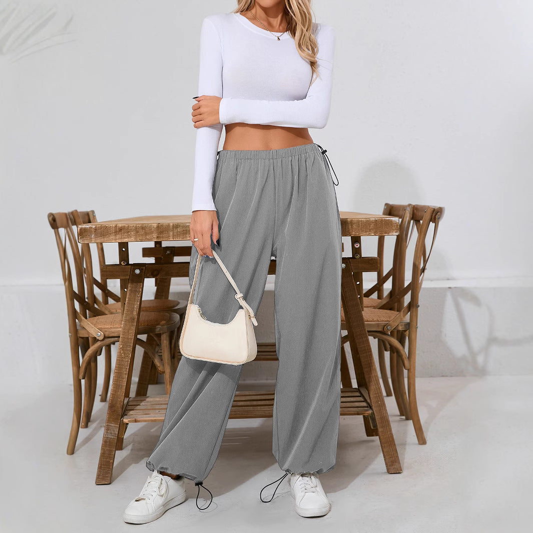Damen Freizeithose Bequem Tunnelzug Weites Bein Eveloria