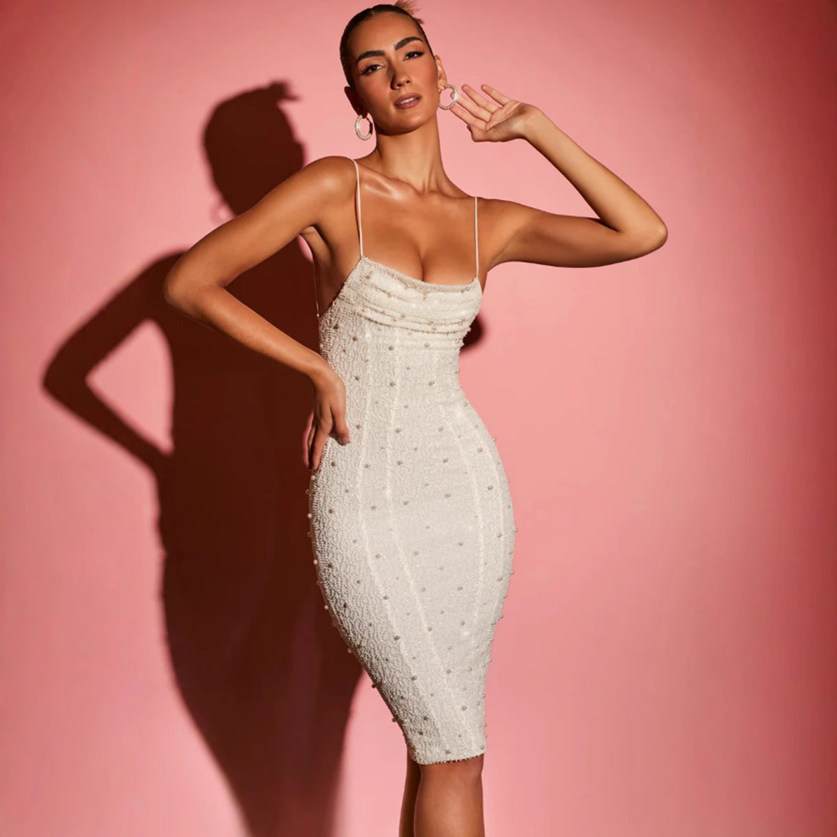 Damenkleid Figurbetonter Stil Glitzernd Spaghettiträger