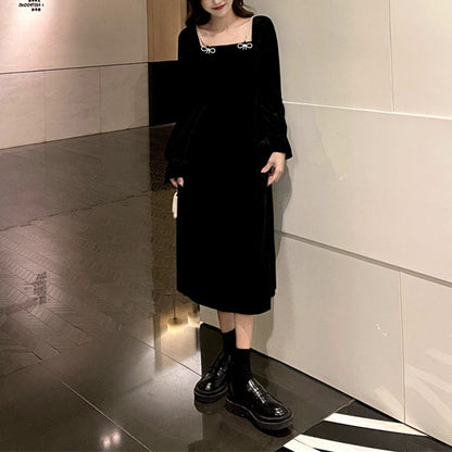 Damen Maxikleid Samt Rüschendetails Eveloria