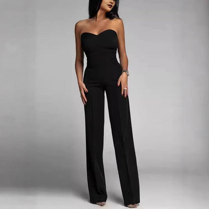 Damen Jumpsuit Schulterfrei Weites Bein Eveloria