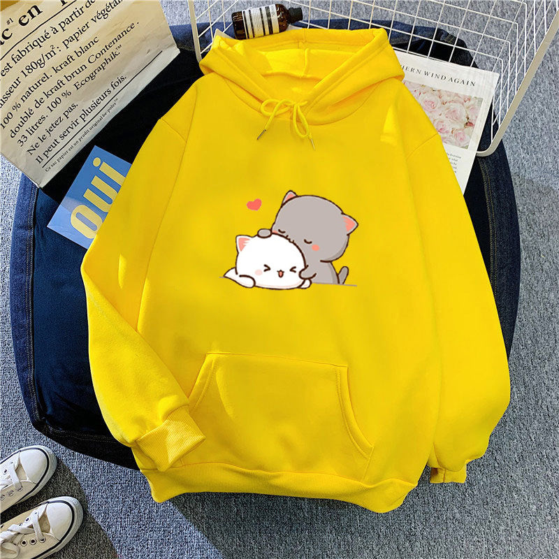 Damen Kapuzenpullover Katzenmotiv Bequem Grün