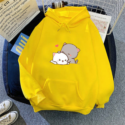 Damen Kapuzenpullover Katzenmotiv Bequem Grün