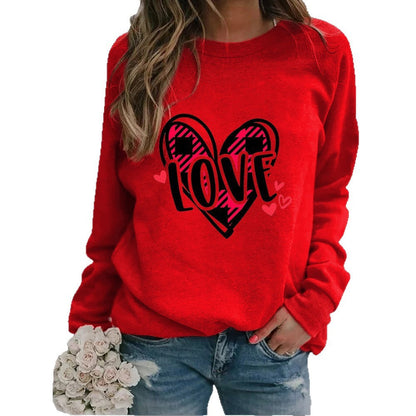 Damen Sweatshirt Herzdesign Lässig Grau Eveloria