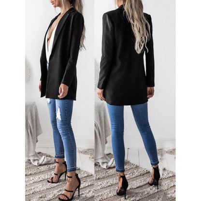 Damen Blazer Elegant Langer Revers Eveloria