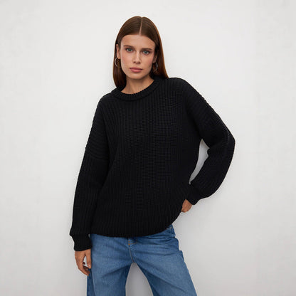 Damen Oversized Strickpullover Lässiger Schnitt Eveloria