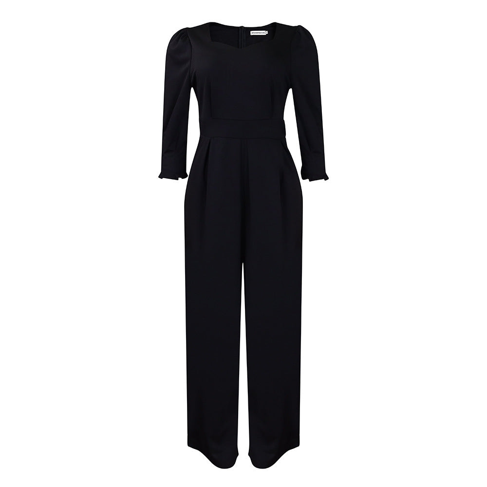 Damen Jumpsuit V-Ausschnitt Tailliert Eveloria