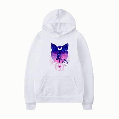 Damen Kapuzenpullover Katzenmotiv Bequem Grau