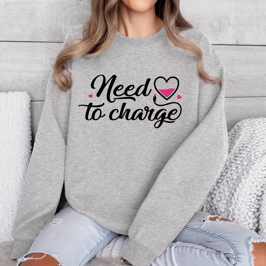 Damen Sweatshirt Inspirierender Herzspruch Lässig Grau