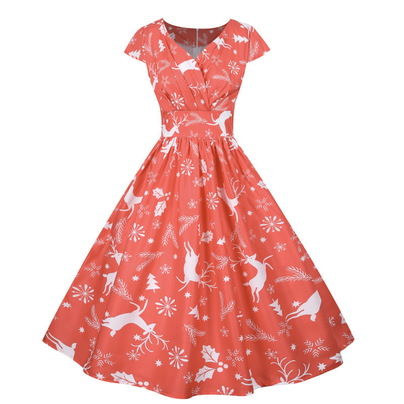 Damen A-Linien Kleid Weihnachtliches Motiv Eveloria