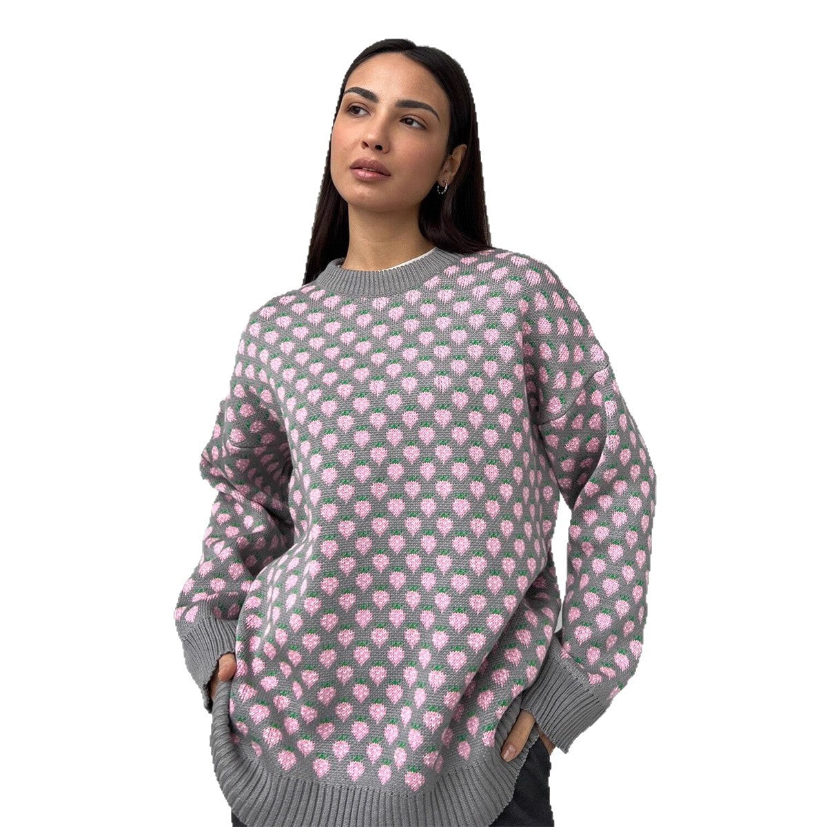 Damen Oversized Pullover Floralmuster Eveloria