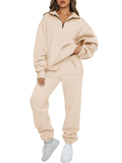 Damen Sweatpants-Set mit Stehkragen und Kängurutasche Eveloria