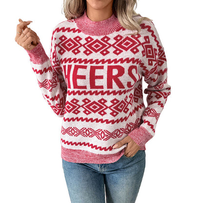 Damen Strickpullover Festlich Muster Eveloria