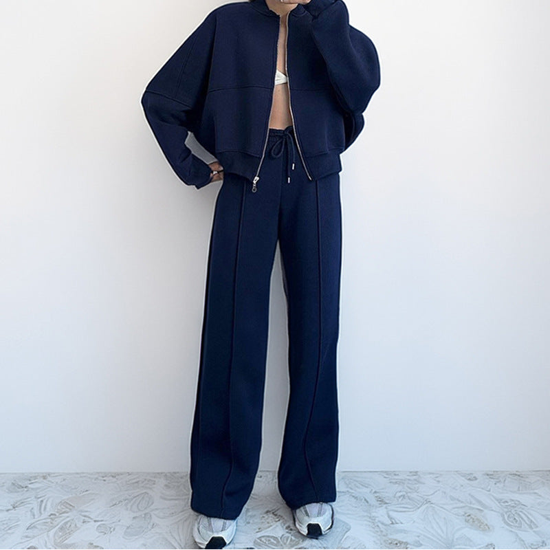 Damen Sportset Reißverschluss Weites Bein Eveloria