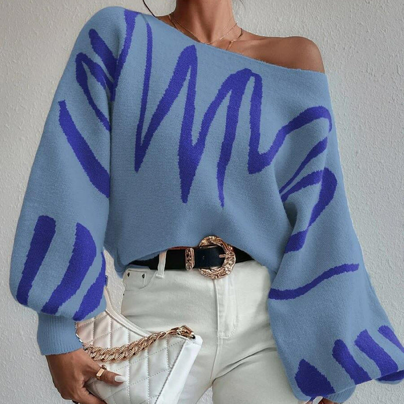 Damen Oversized Strickpullover Asymmetrisch Lässig Eveloria