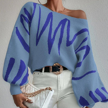 Damen Oversized Strickpullover Asymmetrisch Lässig Eveloria