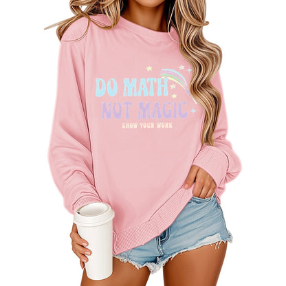 Damen Sweatshirt Mathematikdruck Lässig Grau Eveloria