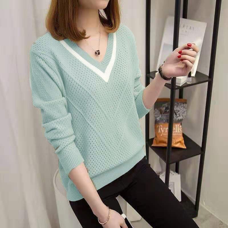 Damen Pullover V-Ausschnitt Strukturiertes Muster Eveloria