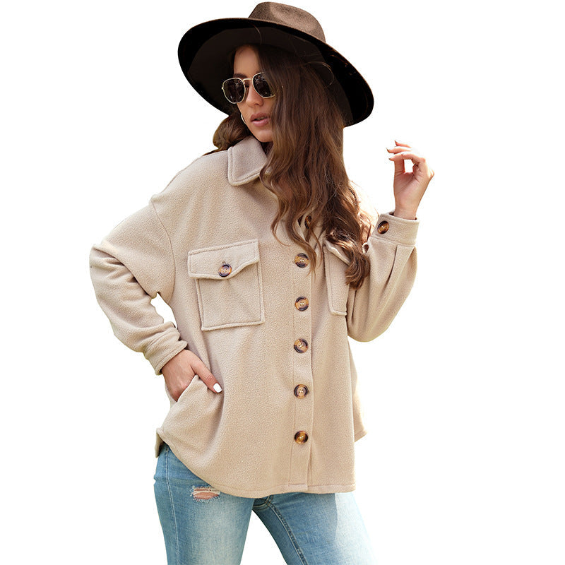 Damen Fleecejacke mit Knöpfen und Taschen Eveloria