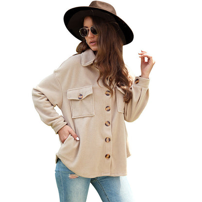 Damen Fleecejacke mit Knöpfen und Taschen Eveloria