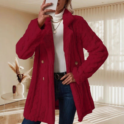 Damen Strickmantel mit besonderer Textur und eleganten Knöpfen