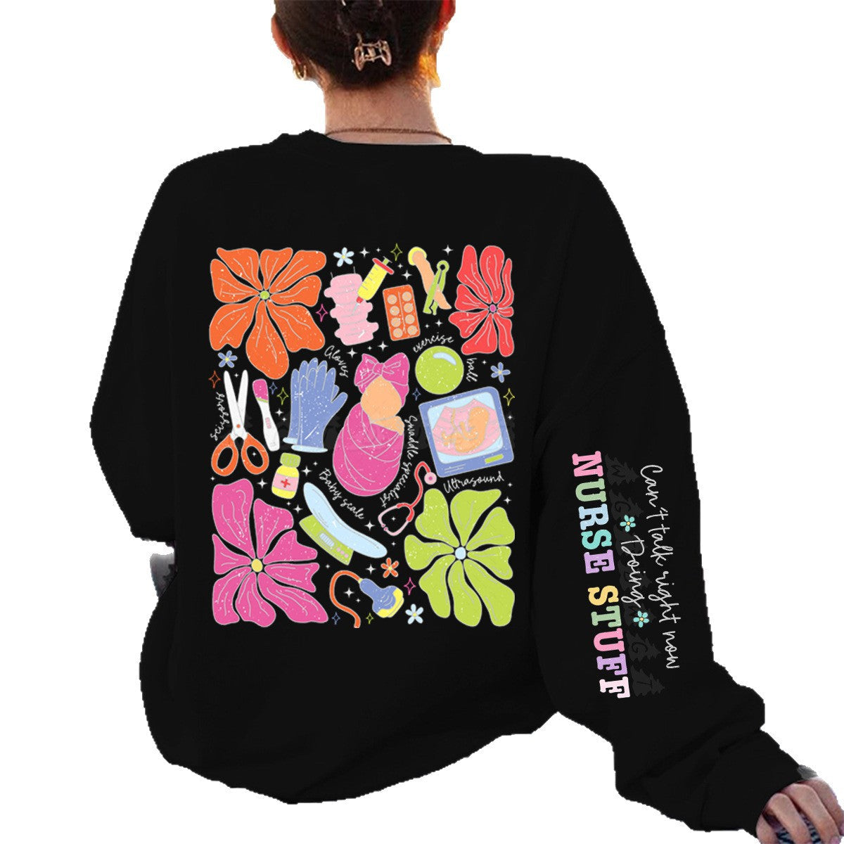 Damen Sweatshirt Bunt Grafikdesign Baumwolle Eveloria
